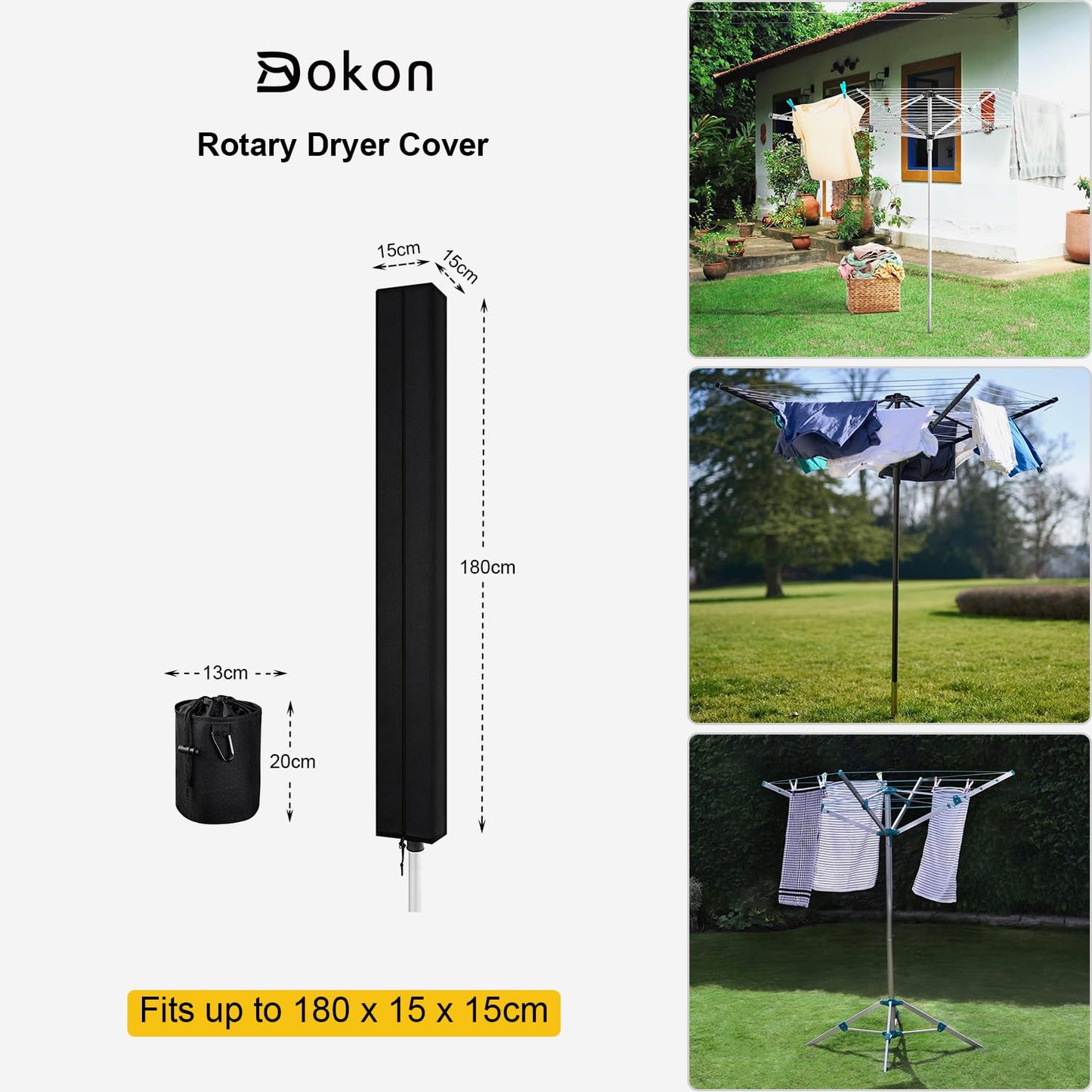 Dokon Waterproof Rotary Washing Line Cover with Zip for Rotary Airer Dryer