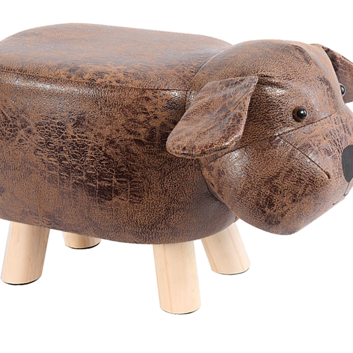 Ioensy Animal Footstool Upholstered Ottoman Foot Rest Shoe Changing Stool for Living Room, Brown