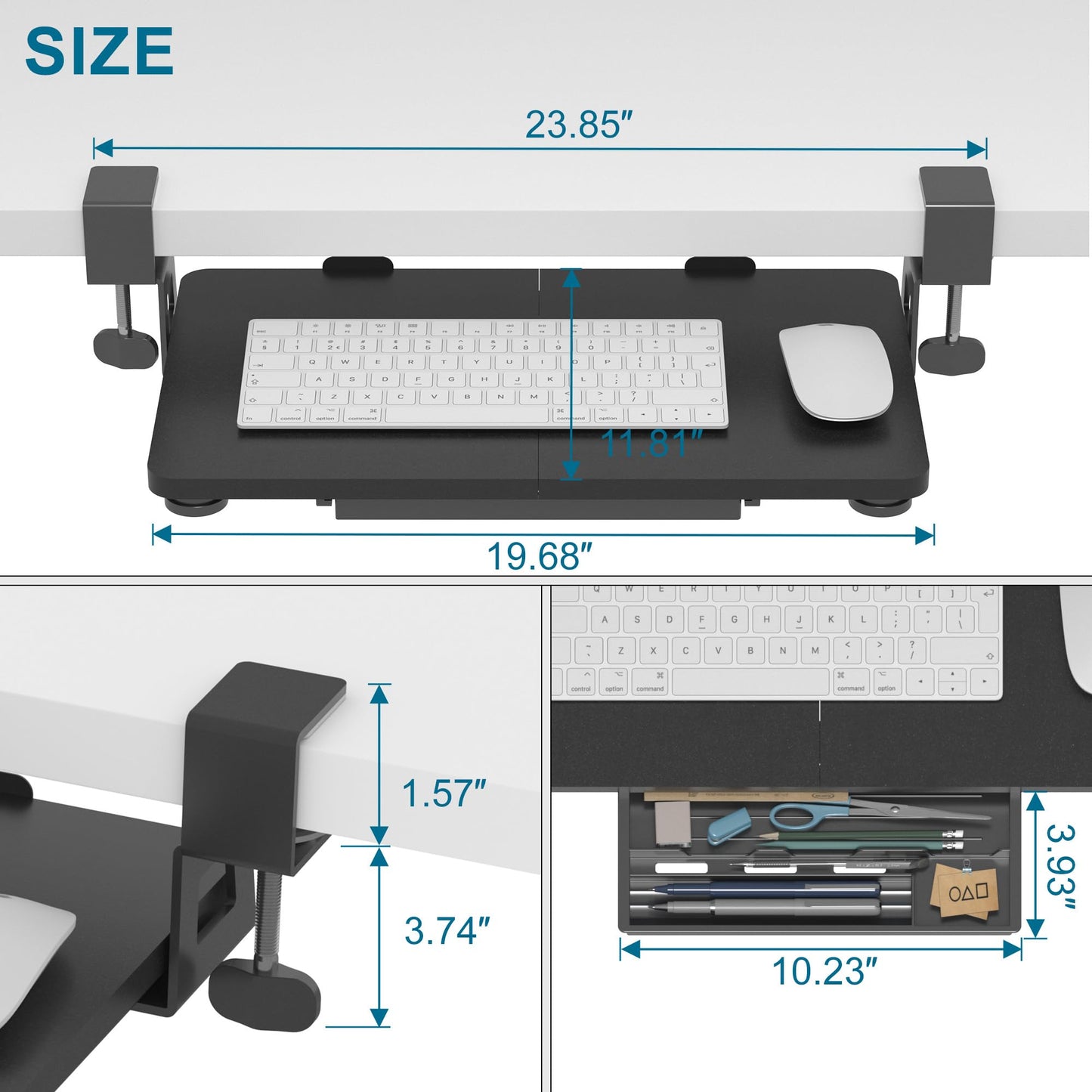 ETHU Under Desk Keyboard Tray 50x30cm