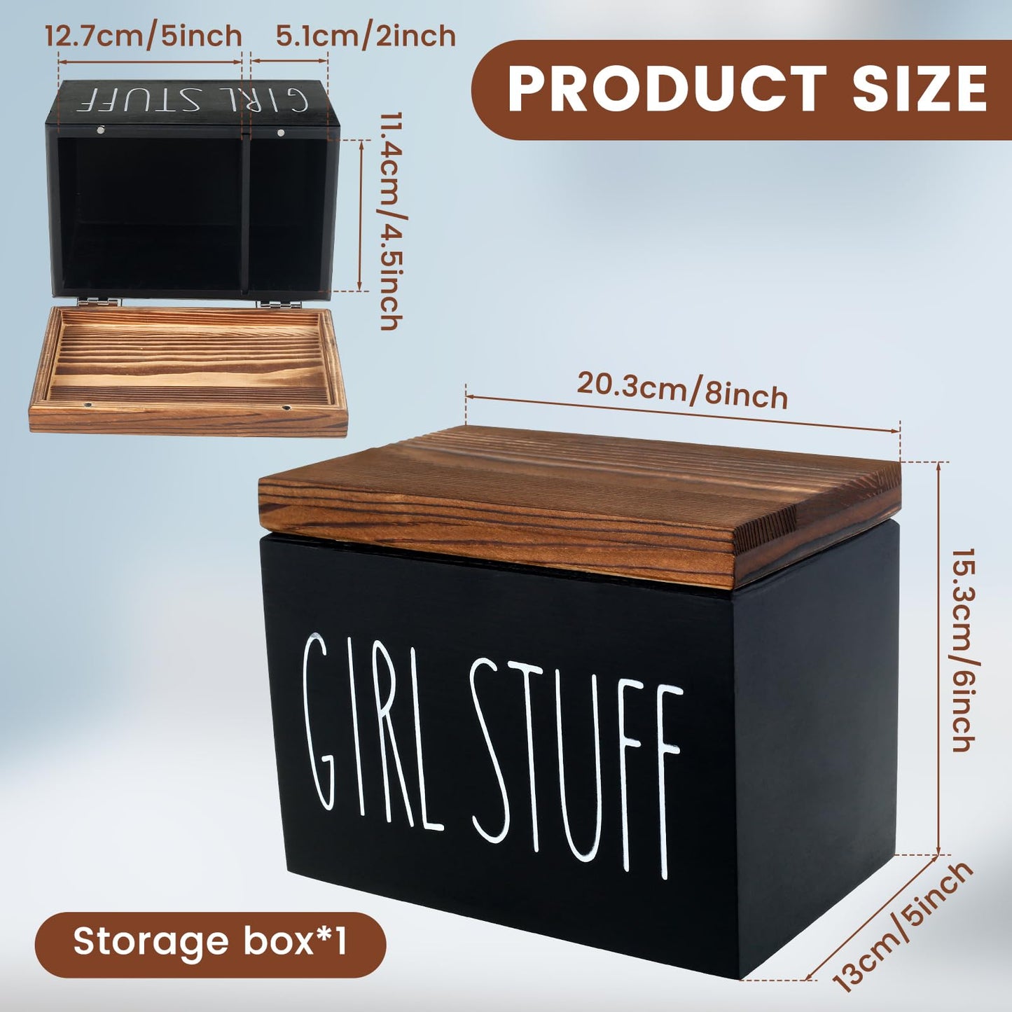 Tampon Holder for Bathroom Versatile Tampon Storage Pad Organizer Wood Period Box Rustic Tampon and Pad Storage Container with Lid Large Capacity