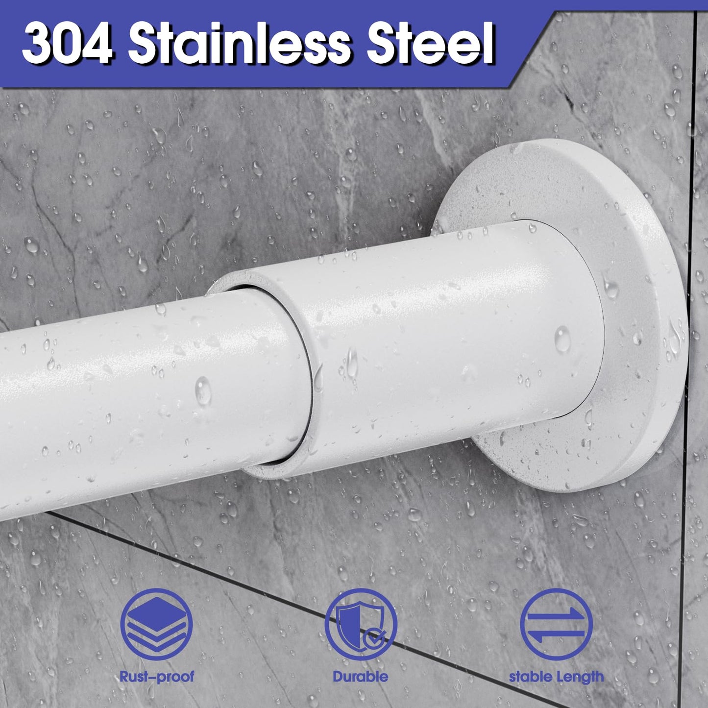 WELDUN L-Shaped Shower Curtain Rod, 68-96cm × 68-96cm Stainless Steel