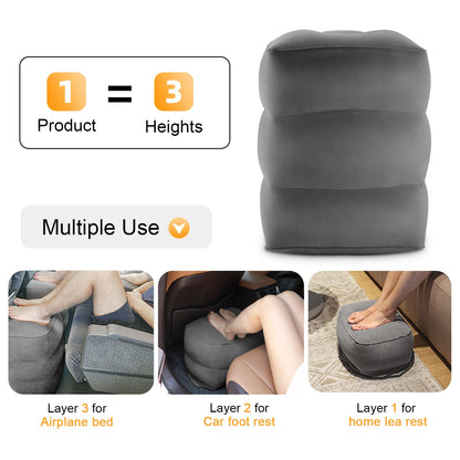 Maliton Airplane Footrest, Inflatable Foot Rest for Kids Darkgrey, 1 Pack
