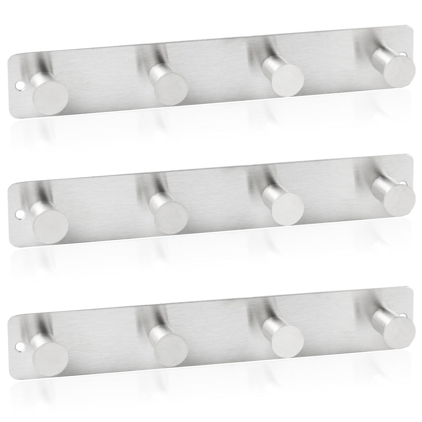 RICOO Heavy Duty Stainless Steel Wall Mounted Coat Hooks, MH025S-4x3, Elegant Hook Rack for Entryway, Kitchen, Bathroom, with 4 Durable Hooks, Silver