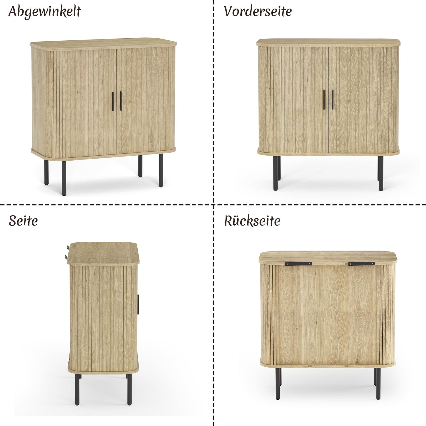 BonVache Sideboard, Buffet Storage Cabinet for Living Room, Kitchen Cupboard with Tambour Sliding Door