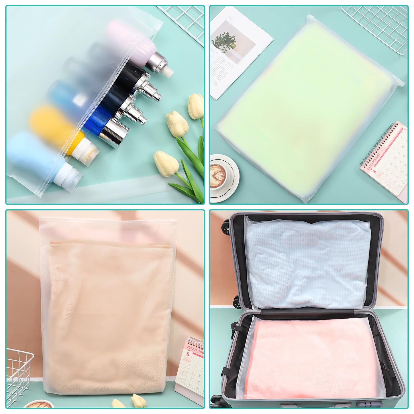 40 Pcs Clear Storage Bags, Reusable Travel Clothes Bags, 50 x 40 CM