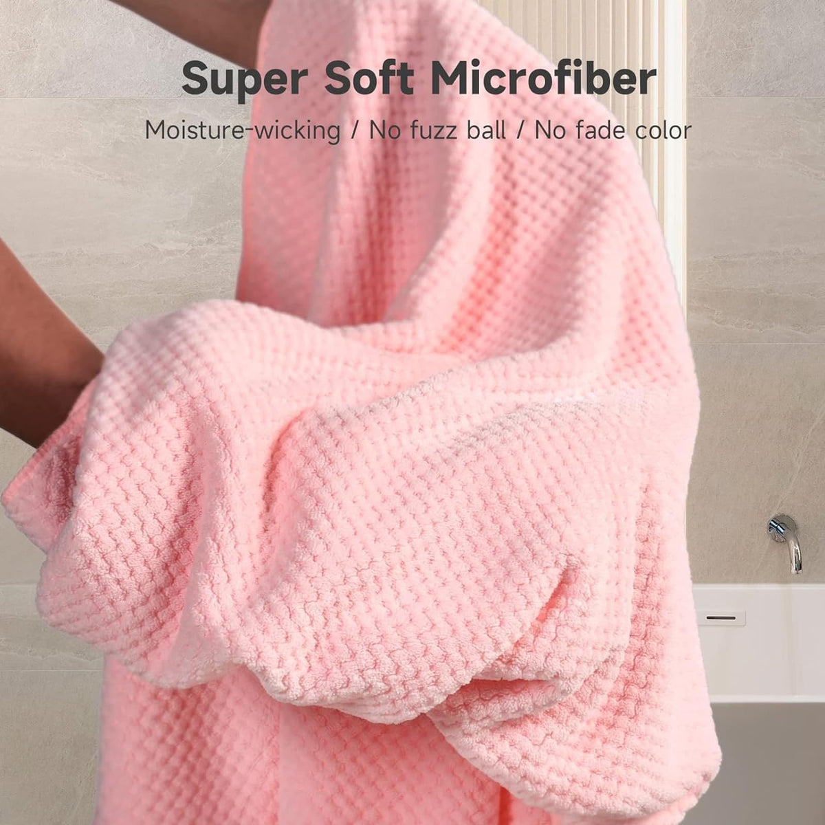 Eyeleaf Microfiber Hair Drying Towels,100 x 60cm,Quick Dry,Super Absorbent, for Long,Thick, Curly Hair 2pcs Pink