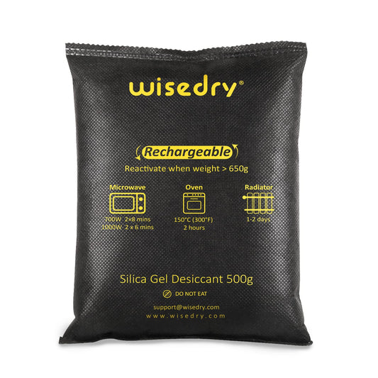 wisedry Silica Gel Packets Car Dehumidifier Bag Reusable, 1kg [2 x 500 Gram] Microwave Fast Reactivated Desiccant Sachets Eliminates Foggy Damp