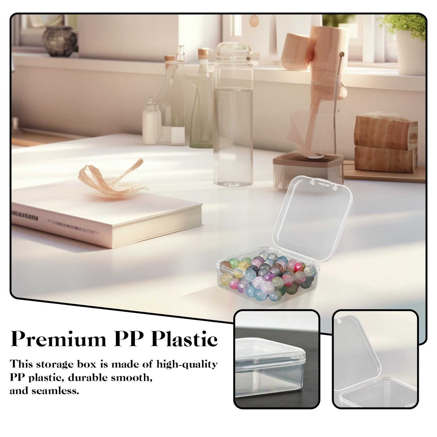 20Pcs Small Clear Plastic Storage Box, Transparent Square Bead Organiser