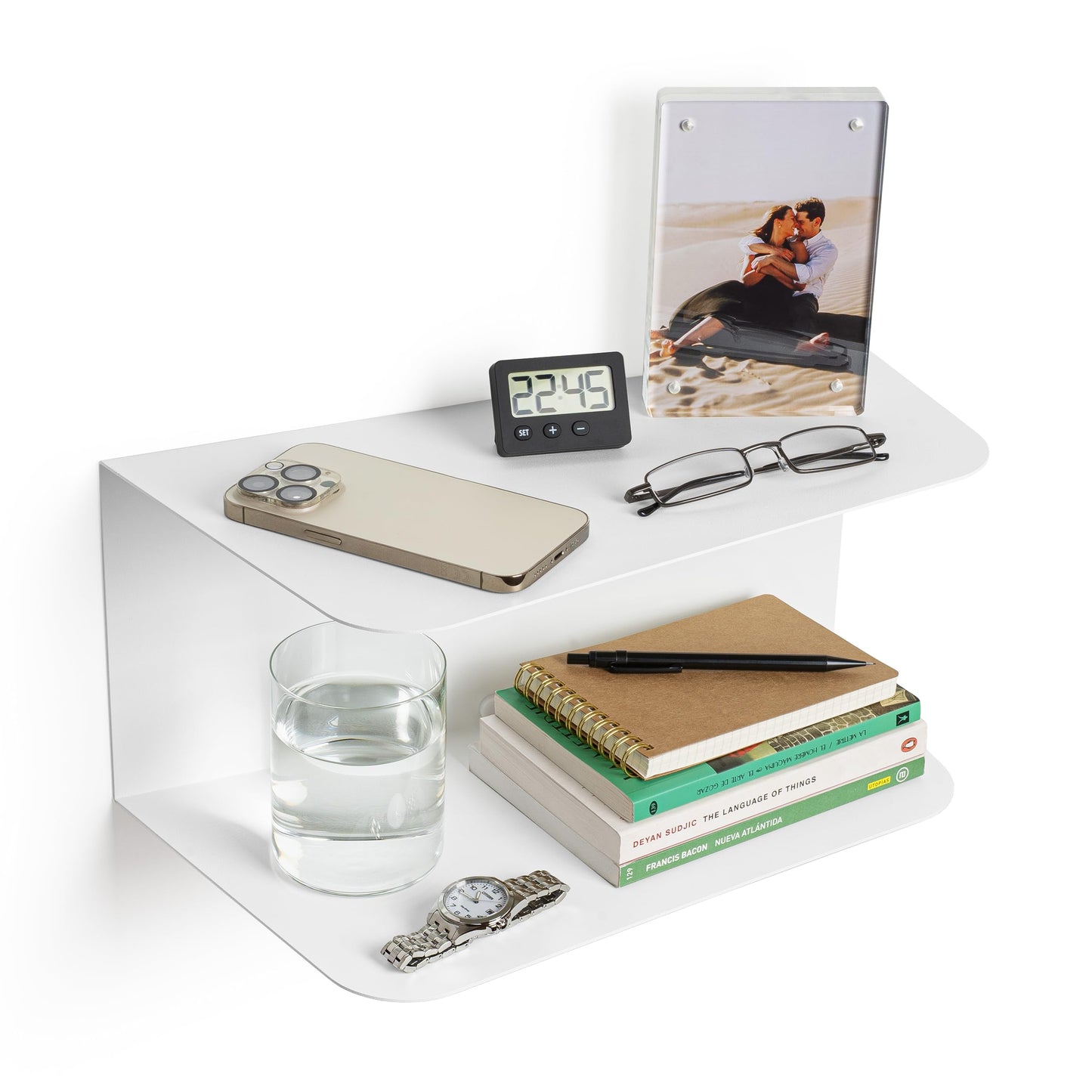 etterr Bedside Table, Side Table, Black Bedside Tables, Bedside Tables, Bedroom Bedside Tables (1 Unit, White, 38 x 20 x 18 cm)