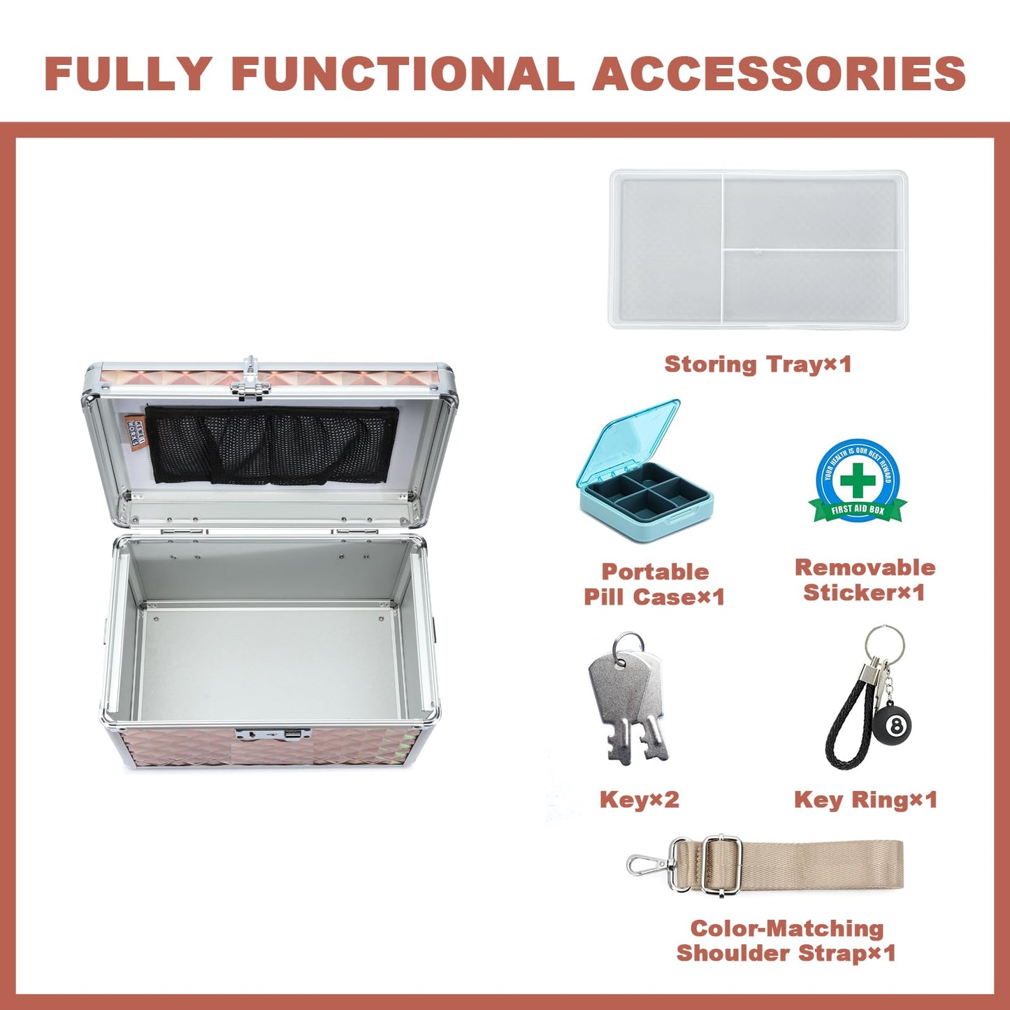 HEWEI WORKS Medication LockBox with Key, Lockable Medicine Storage Box, Security Lock Box, Medical Organizer