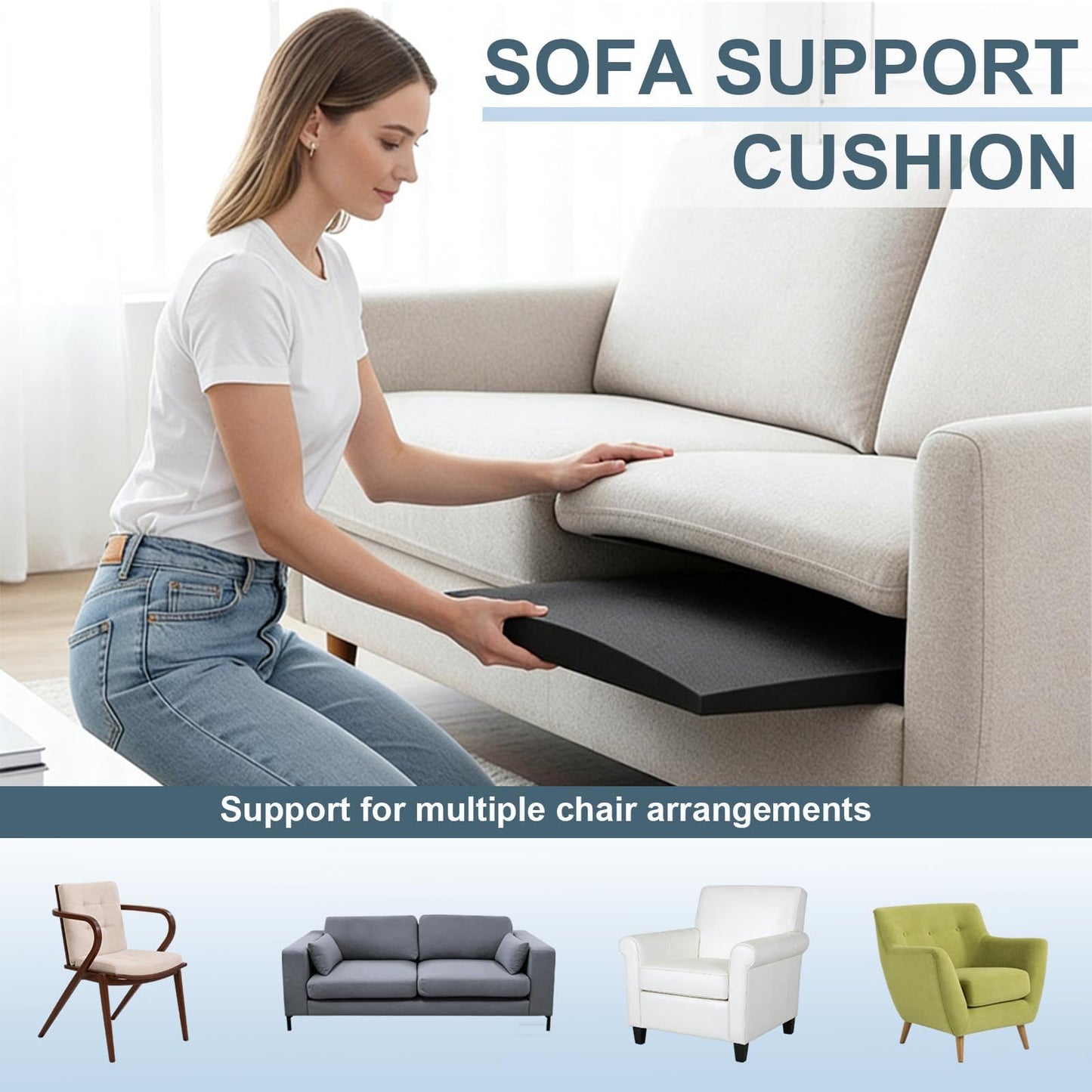 CAAGGMM Sofa Cushion Support, 2 Pack 50.5 x 50.5 cm Couch Cushion Support for Sagging Seat, Foam Sofa Supportive Boards
