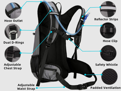 Arvano Hydration Backpack Cycling Backpack with Hydration Bladder, 18L Water Rucksack Insulated Compartment for Skiing, Hiking, Mountain Biking for