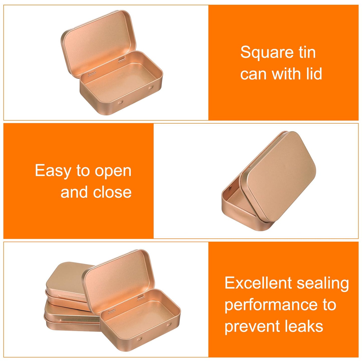 sourcing map 2pcs Metal Tin Box, 3.7x2.4x0.8 Mini Portable Rectangular Empty Tinplate Small Storage Container Airtight Tins with Lids for Candy