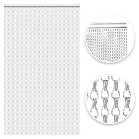 VerRich Silver 90 * 200cm Aluminium Chain Curtain Door Fly Screens Metal Fly Curtain Insect Blinds Pest Control