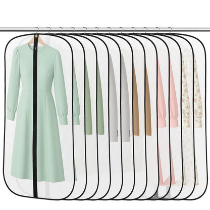 12 Pack Garment Bags, PEVA Translucent Clothes Covers, Suit Bag 47in
