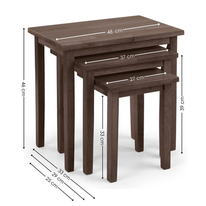 Julian Bowen Cleo Nest of Tables Set of 3, Nesting Oak Side Table for Living Room, Stacking End Table for Small Spaces, 46 x 48 x 33 cm