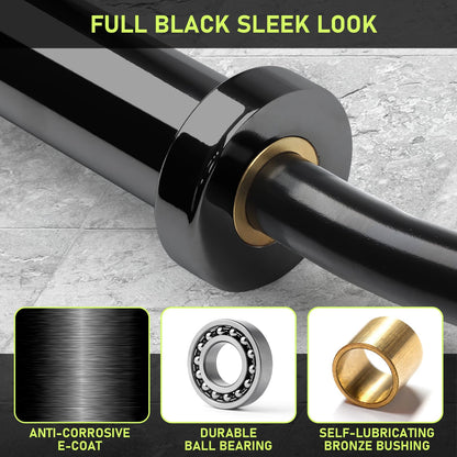 PhysKcal EZ Curl Bar, 47 Inches Super EZ Weight Lifting Bar for Standard 2 Inches Weight Plates, Excellent for Gaining Biceps and Triceps, Full Black