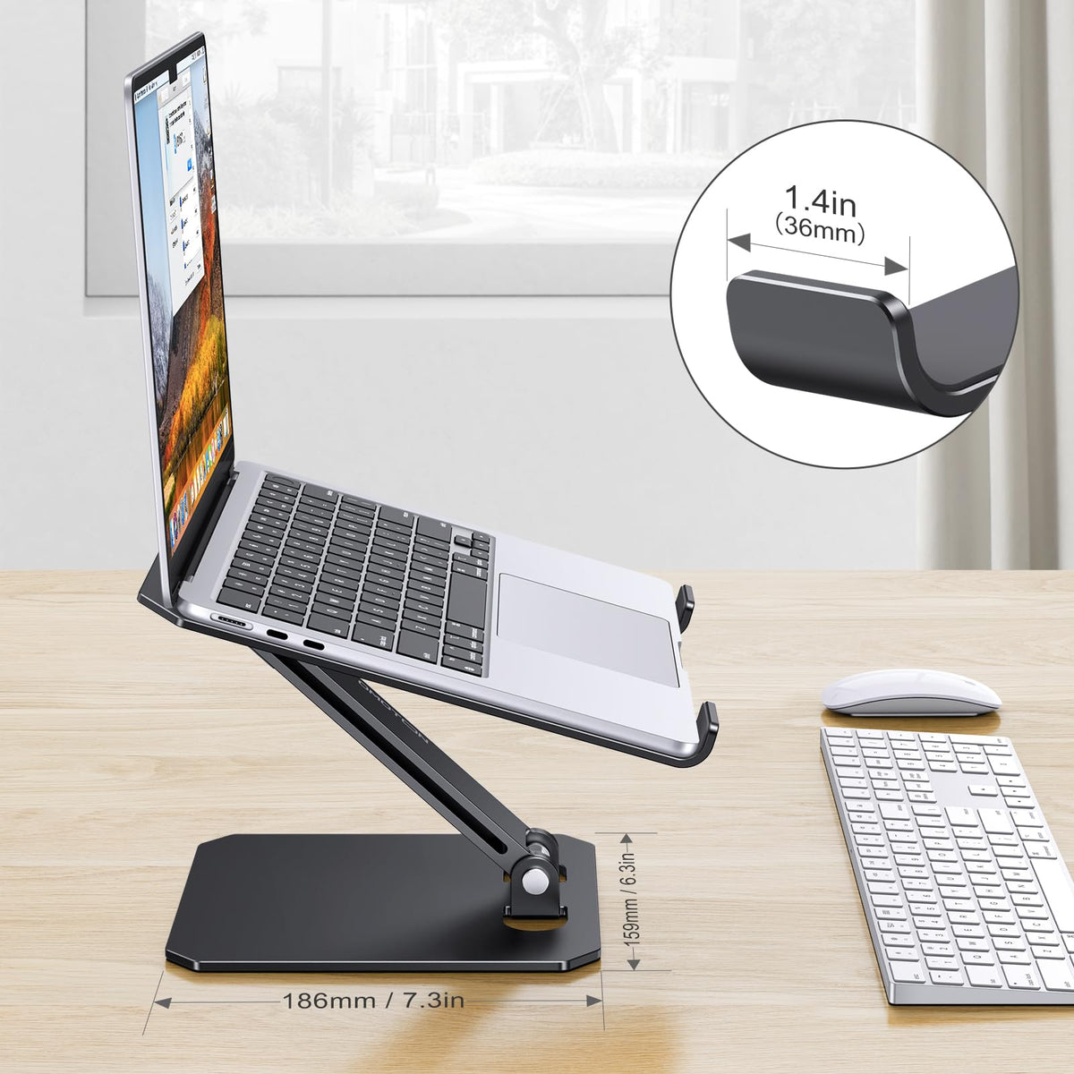 OMOTON Aluminum Laptop Stand for Desk, Laptop Riser with Adjustable Height