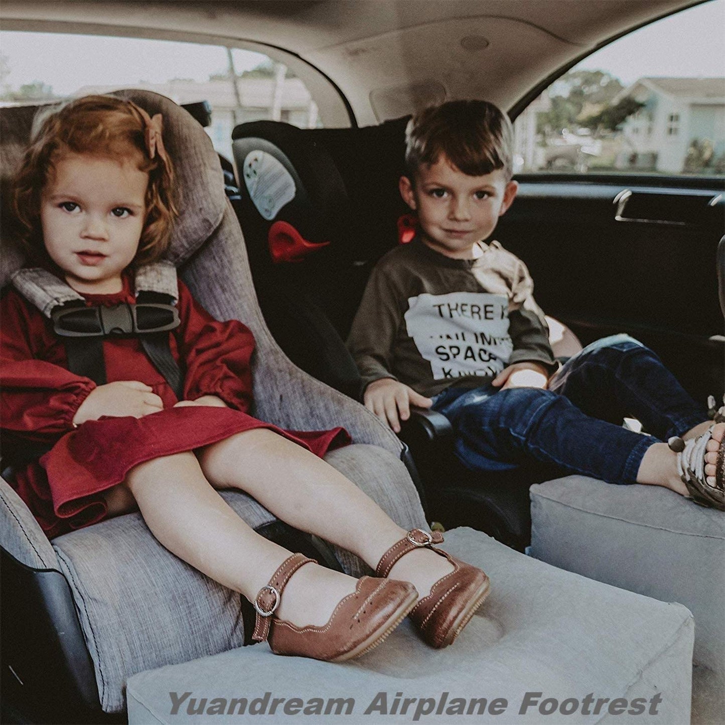 Inflatable Foot Rest Pillow, Yuandream Airplane Footrest Adjustable Height Travel Pillow for Kids, Footrest Pillow for Plane, Train, Car, Home