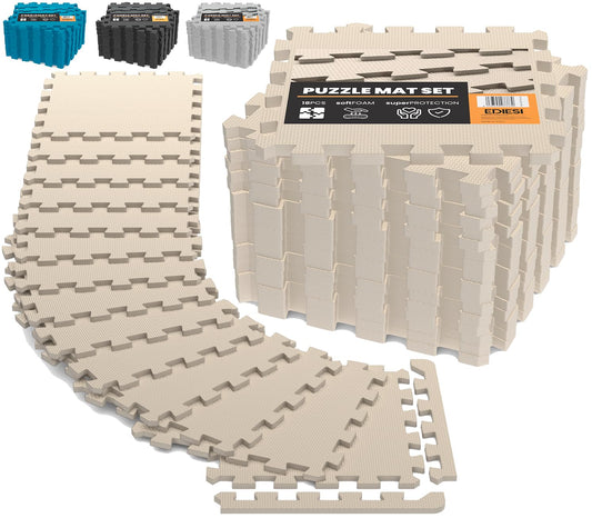 Ediesi, Foam Mats, Gym Floor, Tatami, Home Exercise, for Sports Machines, Removable Pool Floor, Eva Rubber, Puzzle Mat, Gym (18 Pieces / 30x30x1