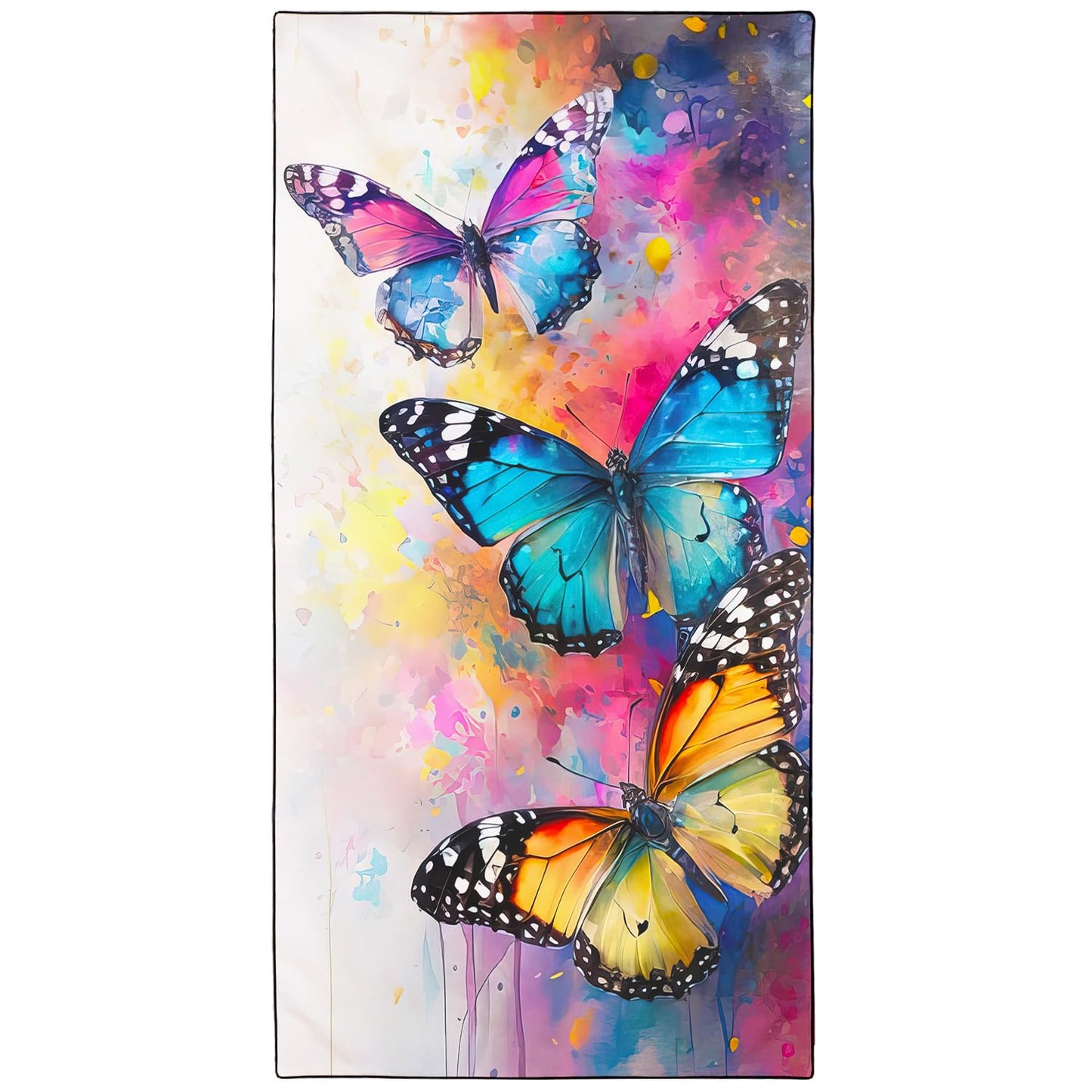 Violetpos Watercolor Butterfly Beach Towel, Extra Large 180x90 cm 250GSM Microfibre, Sand Free Quick Dry