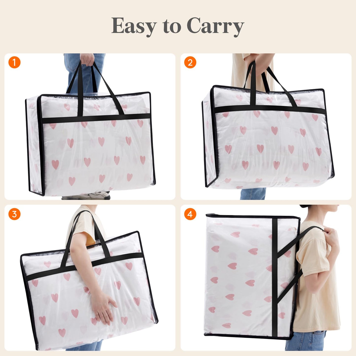 Lifewit 4 Pack Clear Storage Bags, 75L Plastic Clothes Storage Bags