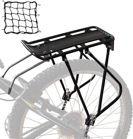 Bike Cargo Rack Bungee Cargo Net & Reflective Logo Universal Adjustable Bicycle Rear Luggage Touring Carrier Racks 25kg Capacity Mountain Road Bike