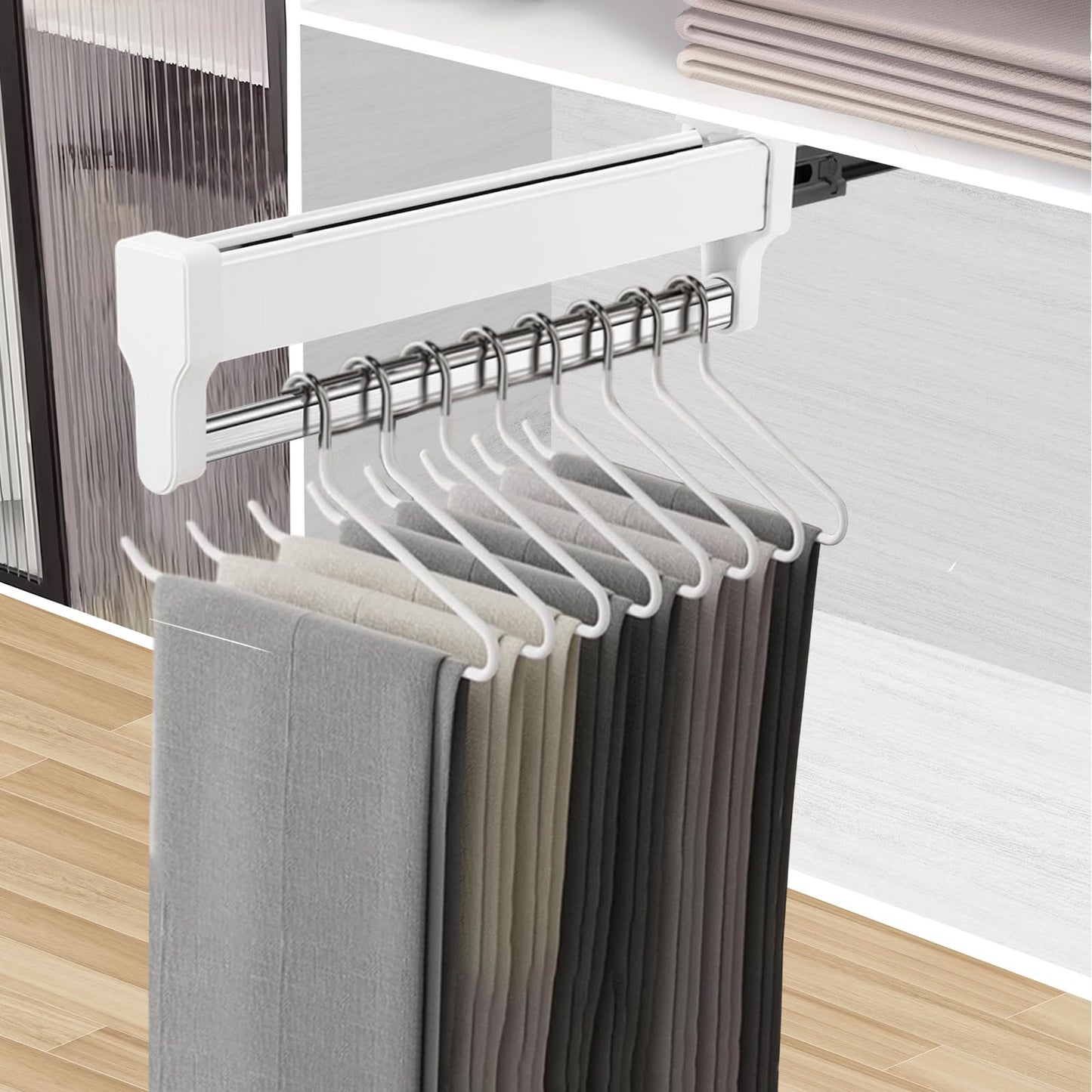 MAFAGE Pull Out Clothes Rail, Extendable Wardrobe Hanging Rail Rack 292mm