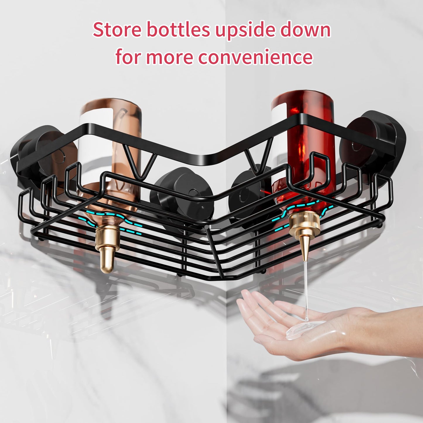 Cooeco Shower Caddy Suction Cup, Bathroom Corner Shelves