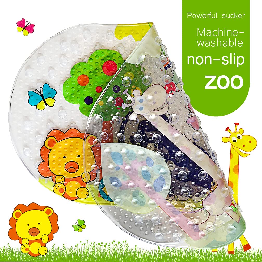 PTAPIPI Anti-Slip Shower Mat 39 x 69 cm - Forest Zoo Pattern