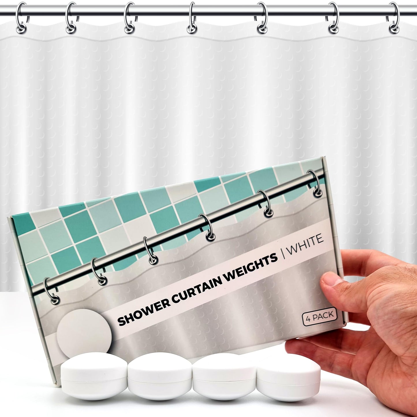 Powerful Anti-Billowing Magnetic Shower Curtain Weights for Splash-Free Bath Experience - 360° Silicone Wrapped - Will Never Rust