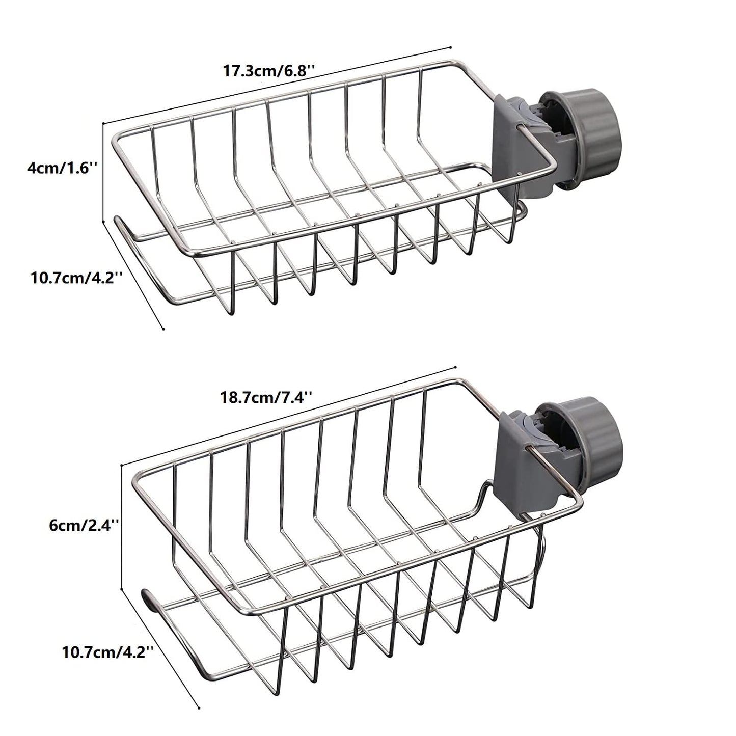 Beilala Bathroom Shower Caddy No Drill, 2 Pack Shampoo Soap Holders Stainless Steel Fauce Rack Kitchen Sink Organiser Bathroom Tidy Accessories Rust