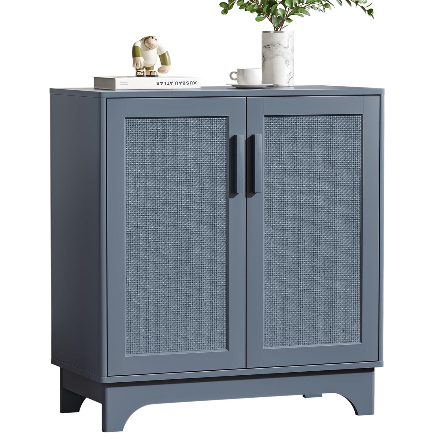 Yvsevnr Rattan Sideboards for Living Room, Buffet Storage Cabinet With Adjustable Shelves, Anti-tip