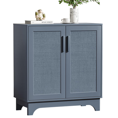 Skokliz Sideboard, Buffet Storage Cabinet with Natural Rattan 2 Doors
