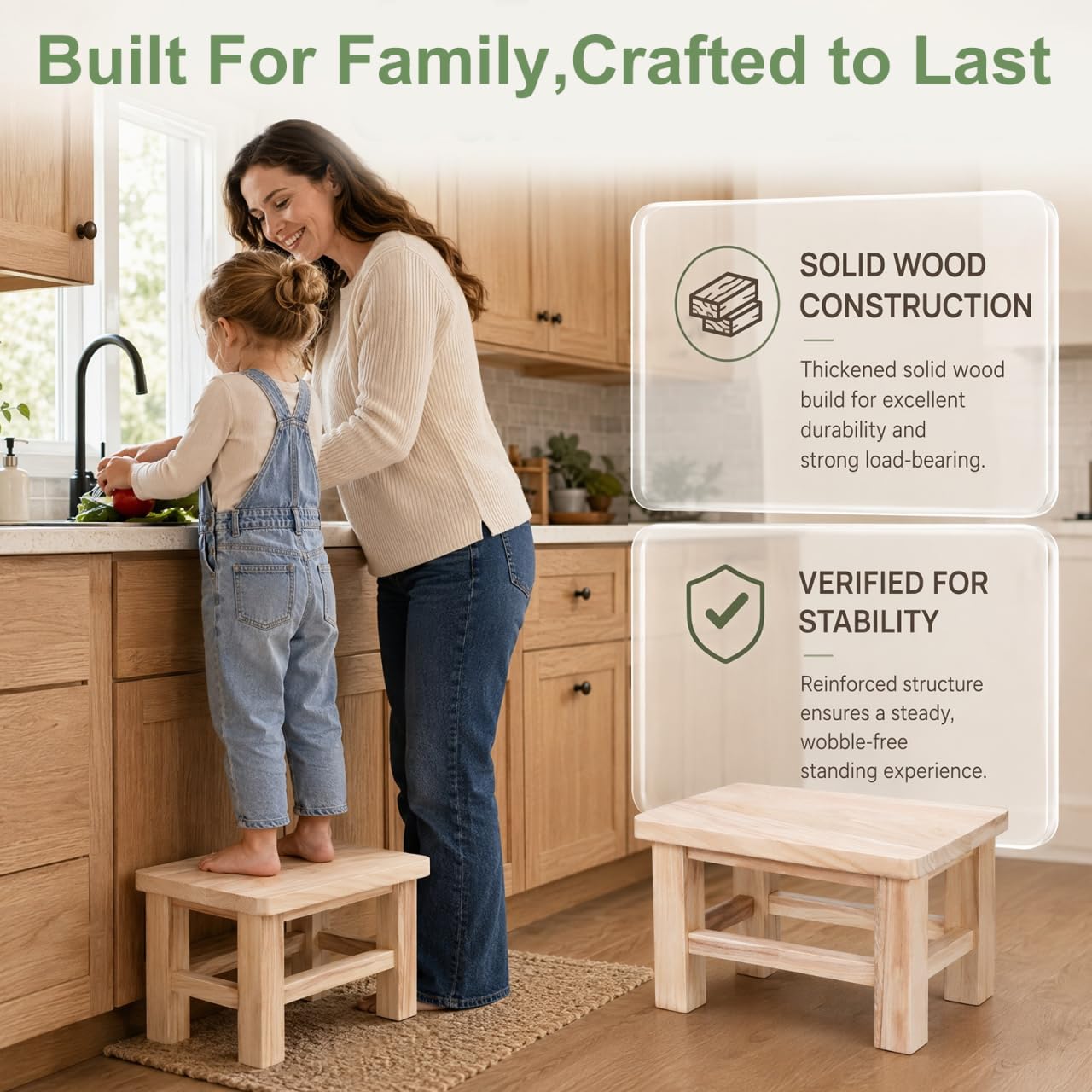 TOPBATHY Solid Wood Shoe Changing Stool Wooden Bench Seat for Entryway Small Step Stool Footrest and Plant Stand Compact Low with Smooth Rounded