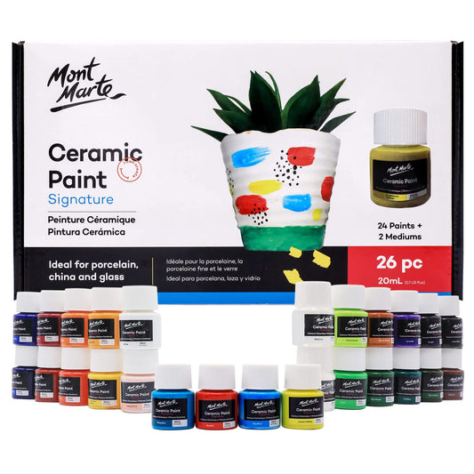 MONT MARTE Ceramic Paint Set ? 26 pieces x 20ml ? Opaque Porcelain Paints ? Ideal for Painting Cups, Vases, Glass and Bowls