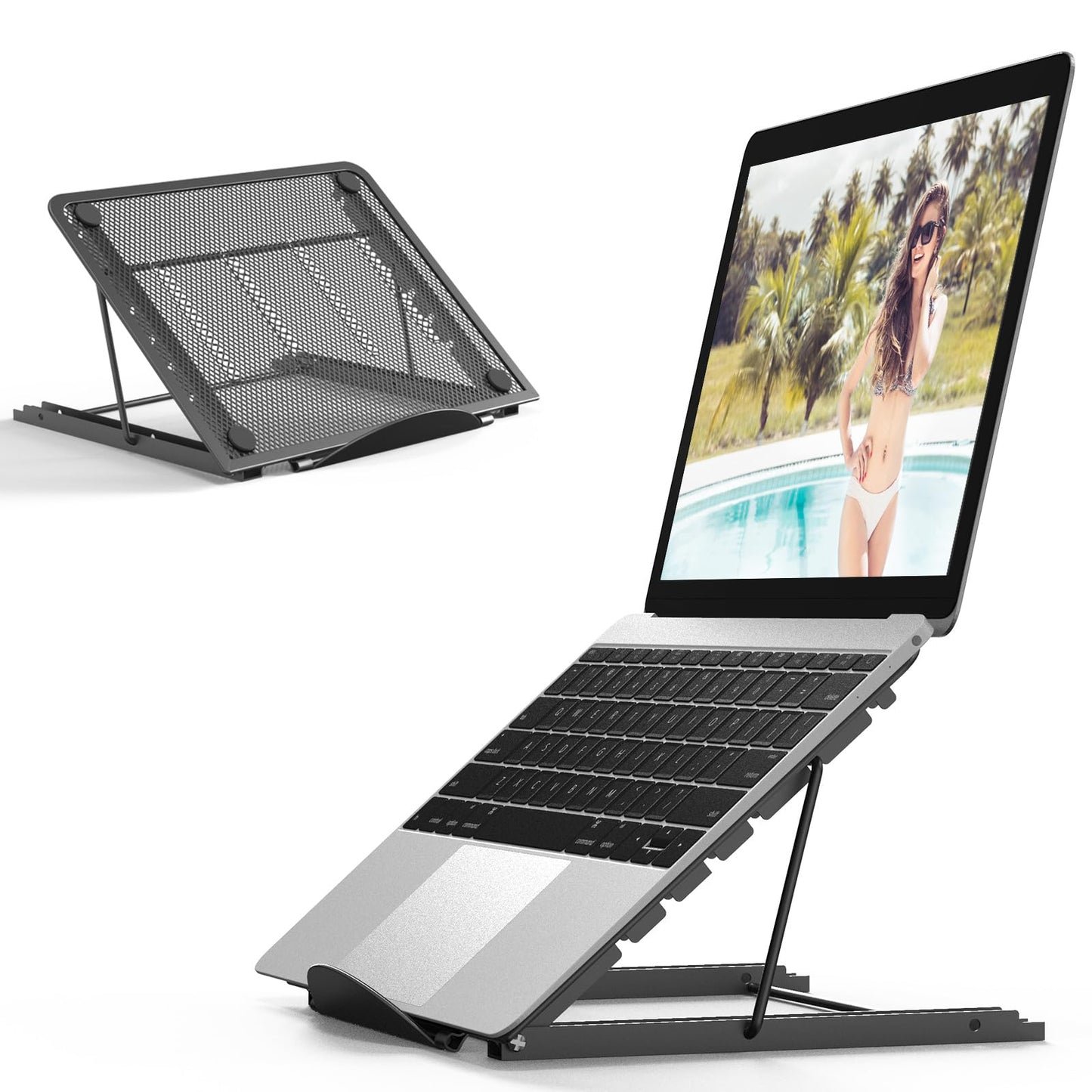 Jumkeet Laptop Stand,Foldable Portable Ventilated Desktop Laptop Holder,Universal Lightweight&Adjustable Ergonomic Tray Mount Compatible with