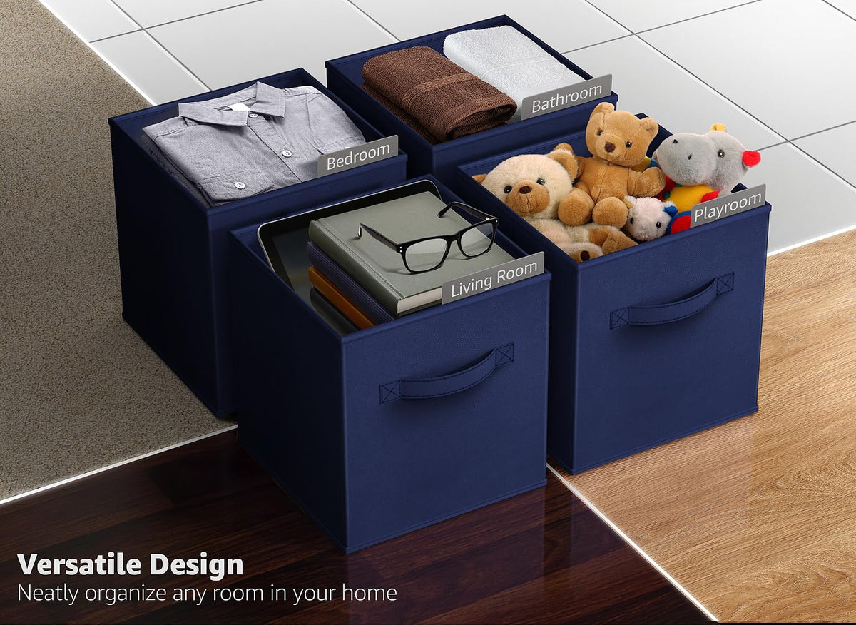 Sorbus Foldable Storage Cube Basket Bin 6 Pack, Navy Blue