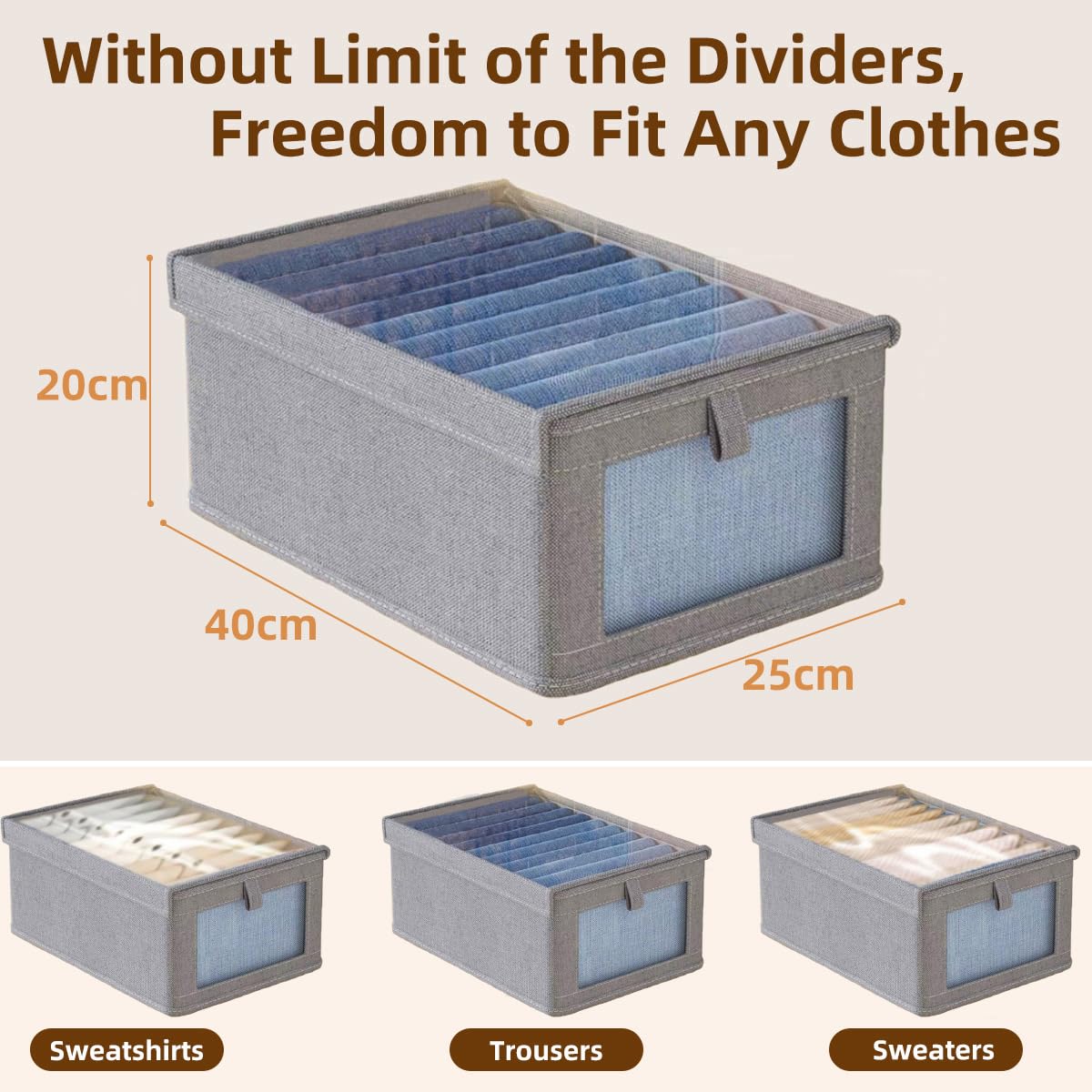 Tosoda Wardrobe Storage Organiser Boxes with Lids for Clothes Trousers