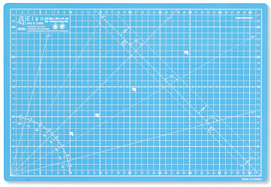 Elan A3 Cutting Mat Blue, 5-Ply Hobby Board for Crafts 44X30 CM, Self Healing Cutting Mat A3, Recycled PVC Craft Board for Sewing & Quilting