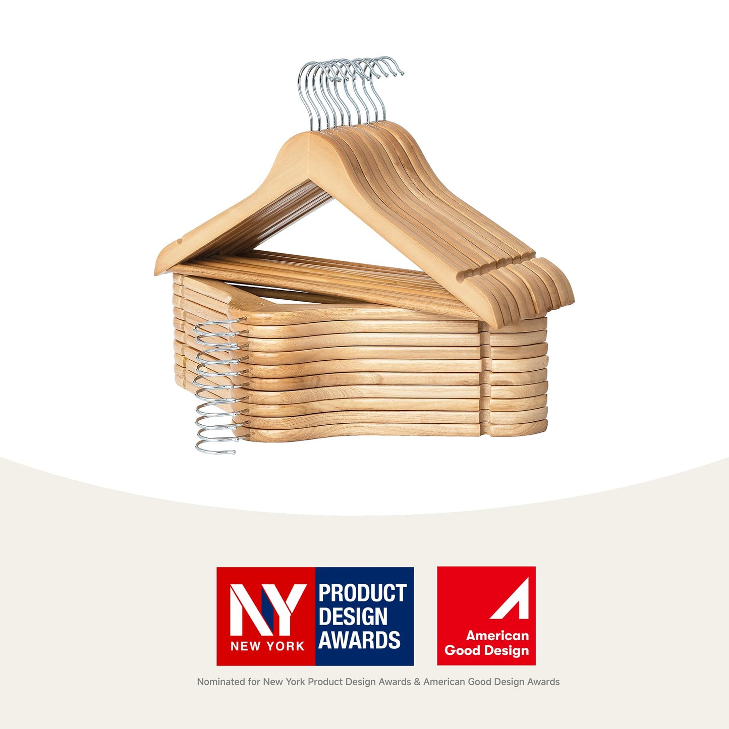 StorageWorks Wooden Coat Hangers 20 Pack, Heavy Duty Natural Wood Hangers for Clothes, Heavy Duty Coathangers with Shoulder Notches