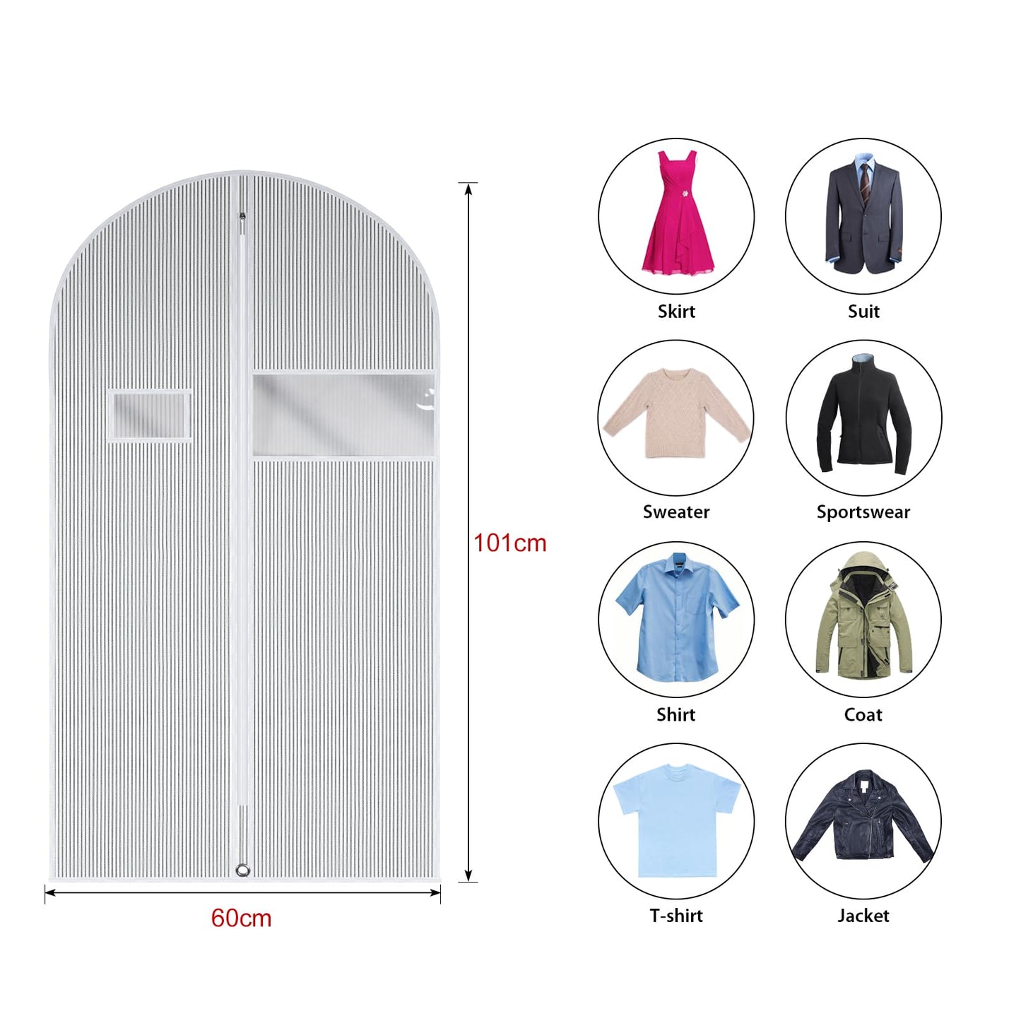 Univivi Garment Bag, 40 inch Clothes Covers, 5 Pack, White