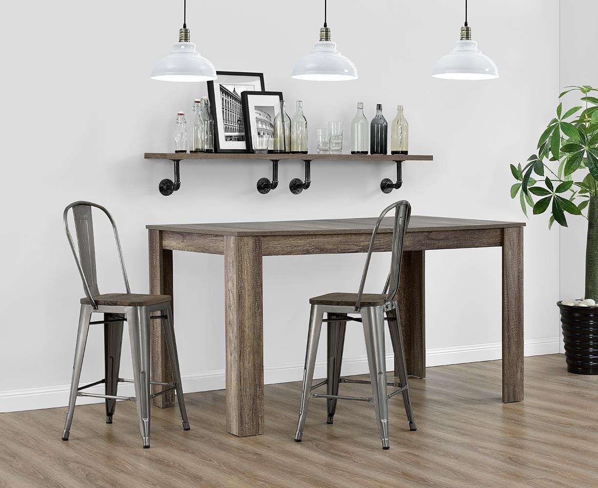 DHP Luxor 24 Inch Counter Stool in gun metal - Set of 2, 44x46x60cm (DxWxH)