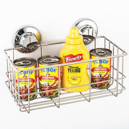SANNO Suction Shower Caddy Shower Organiser Basket Shelf with Super Strong Suction Cups, Bath Organizer Kitchen Storage Basket for Gel Holder Bathroom