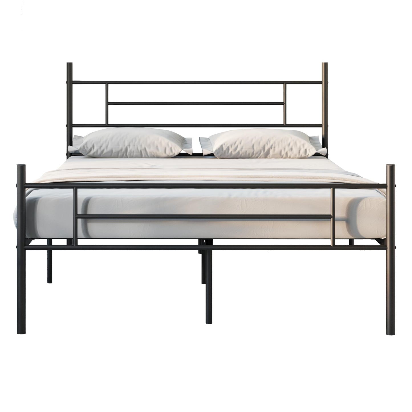 Novilla 30.5cm Metal Bed Frame with Headboard and Footboard, Steel Slat Support, Mattress Foundation Non-Slip Design, Easy Assembly