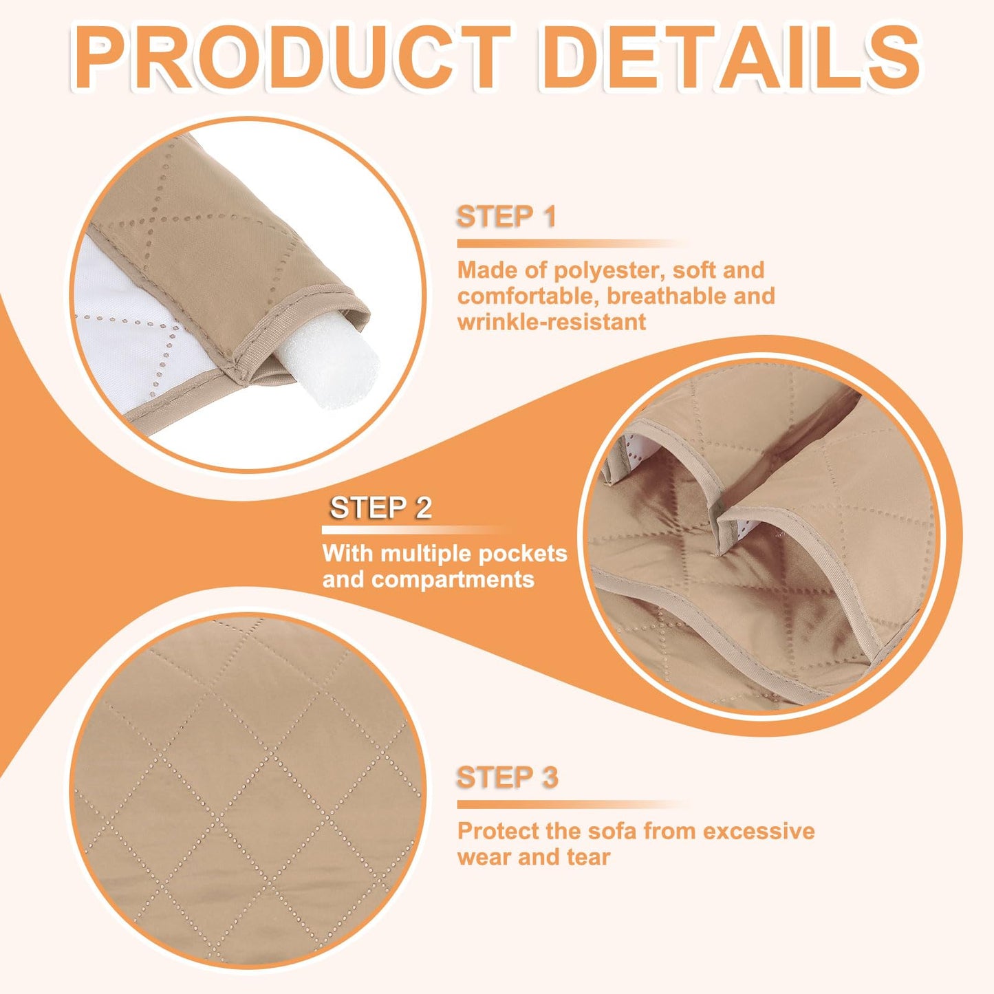 sourcing map 1 Pcs Recliner Armchair Caddy, Couch Armrest Organizer with 5 Pockets for Bedside Sofa Remote Control Holder Magazine Phone Book Glasses