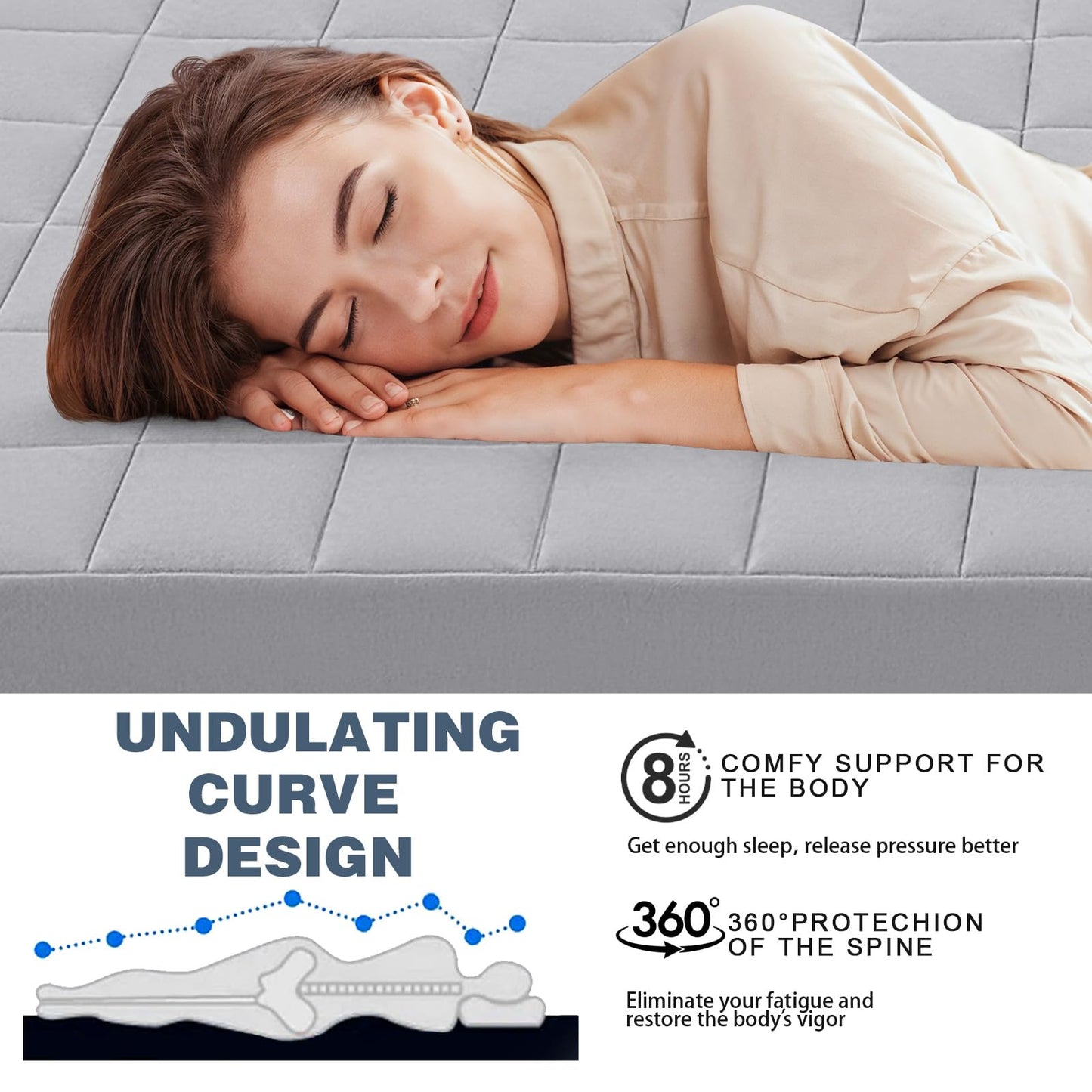 MeMoreCool Roll Up Floor Mattress Single 190x90cm, Light Grey