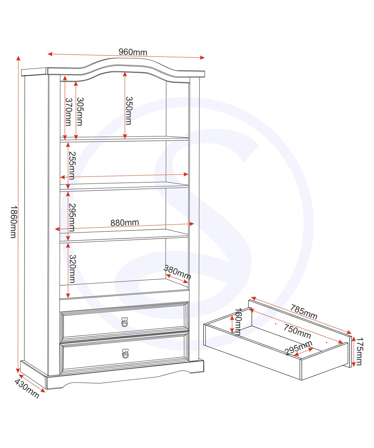 Seconique Corona 2 Door 2 Drawer Glass Display Unit,Distressed Waxed Pine