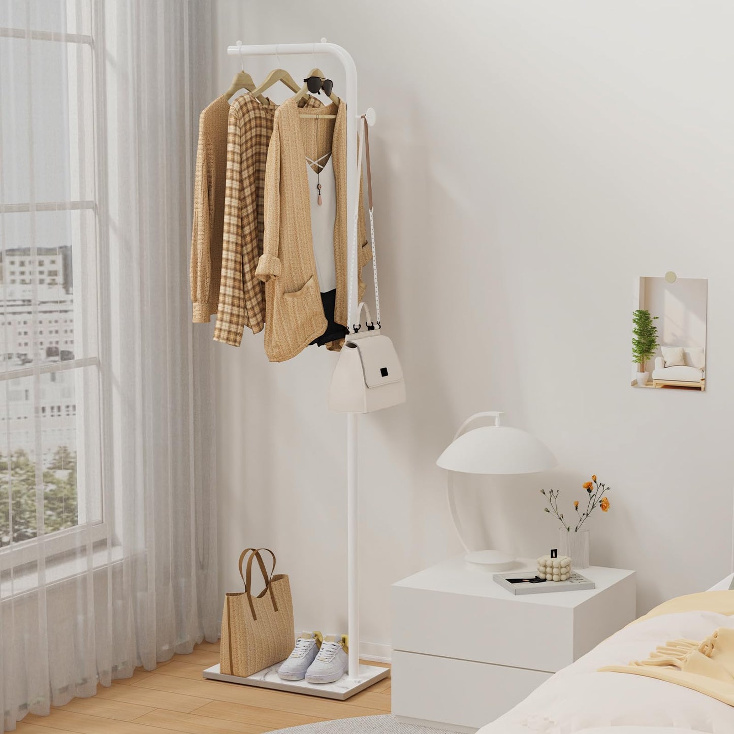 OUTBROS Small Clothes Rail - 180cm Coat Stand White