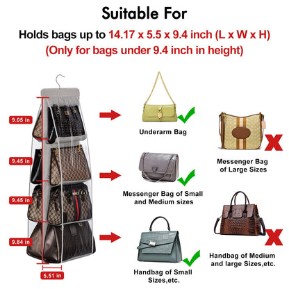 Lirex Handbag Hanging Purse Organizer for Closet, 8 Pocket Handbag Storage Organizer Hanger Oxford Cloth Closet Organizer for Family Closet Bedroom